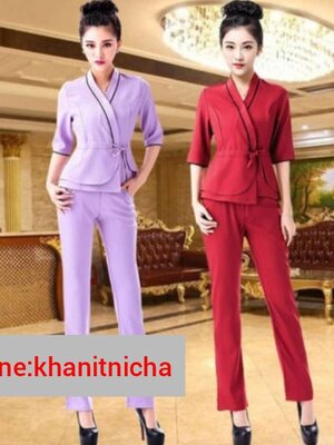 พนักงานนวดสปา ชุดเสริมสวย ชุดคลินิกความงาม ชุดฟอร์มพนักงาน