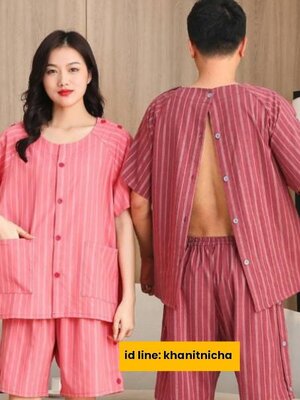 ชุดนวดลูกค้า ชุดนวดลูกค้าสปา ชุดกายภาพบำบัด สีชมพู สีเทา แขนสั้น แขนยาว