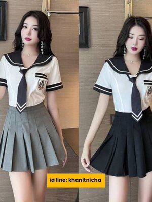 ชุดพนักงานต้อนรับคอปกทหารเรือ ชุดพนักงานไนท์คลับ ผับ บาร์ PR