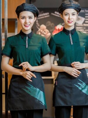 ชุดพนักงานเสริฟร้านอาหาร ร้านกาแฟ ชุดพนักงานต้อนรับโรงแรม