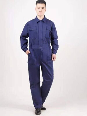 ชุดหมีช่าง สีกรมท่า สีส้ม ผ้าฝ้าย 100% ป้องกันไฟฟ้าสถิต