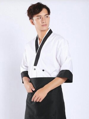 เสื้อเชฟญี่ปุ่น ชุดฟอร์มพนักงานร้านอาหารญี่ปุ่น เกาหลี