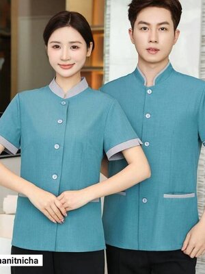 เสื้อแม่บ้าน ชุดพนักงานทำความสะอาด แขนสั้น ชุดแม่บ้านห้างสรรพสินค้า ชุดแม่บ้านโรงแรม