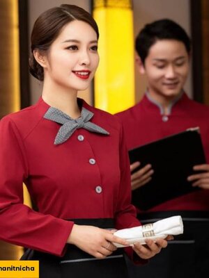 ชุดพนักงานเสริฟ ชุดพนักงานร้านอาหาร ชุดพนักงานบริการ