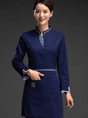 ชุดยูนิฟอร์มพนักต้อนรับ ชุดพนักงานโรงแรม ชุดพนักงานเสริฟ สีเทา สีแดง สีกรม สีดำ สีม่วง