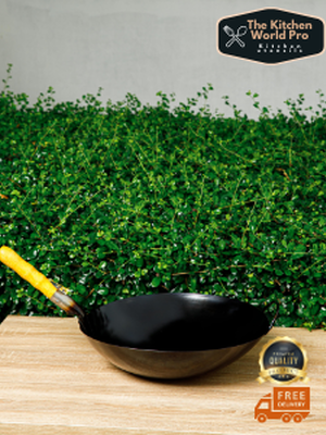 กระทะเหล็กแท้เผาสมบูรณ์ที่สุดเบอร์ 14 กว้าง 13 นิ้ว โดยช่างเผามืออาชีพ กะทะจีน กะทะเหล็ก มีหลายขนาดให้เลือก wok