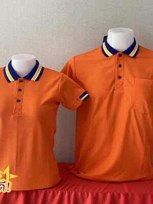 เสื้อโปโลแขนสั้น เสื้อฟอร์มพนักงาน เสื้อยืดคอปกโปโลสีส้ม พร้อมส่ง
