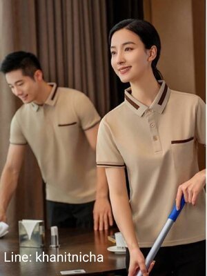 เสื้อแม่บ้านโปโล ชุดพนักงานทำความสะอาด เสื้อแม่บ้าน พ่อบ้าน เบลบอย