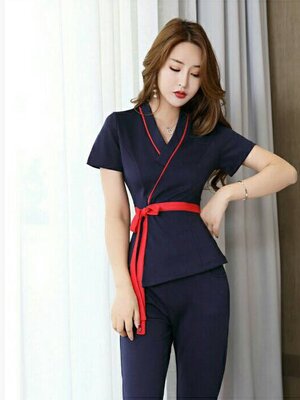 ชุดพนักงานคลินิกความงาม ชุดนวดสปา ชุดพนักงานต้อนรับ