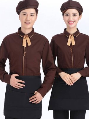 ชุดพนักงานเสริฟ ชุดพนักงานร้านอาหาร ร้านกาแฟ