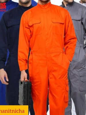 ชุดหมี ชุดช่างก่อสร้างแถบสะท้อนแสง ชุดหมีช่างโรงงาน