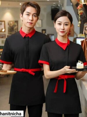 ชุดพนักงานร้านกาแฟ ชุดพนักงานต้อนรับ ชุดพนักงานร้านชาบูชิ