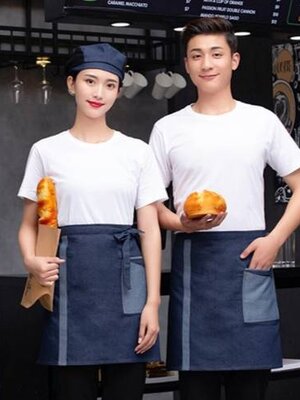 ผ้ากันเปื้อนผ้ายีนส์ ผ้ากันเปื้อนพนักงานร้านกาแฟ พนักงานเสริฟ ผ้ากันเปื้อนเชฟ