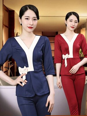 ชุดคลินิกความงาม ชุดพนักงานต้อนรับ ชุดนวดสปา