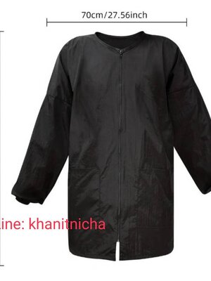 ชุดทำงานช่างตัดผมร้านทำผม ผ้ากันเปื้อน กันน้ำ ระบายอากาศ ป้องกันผม มีซิป