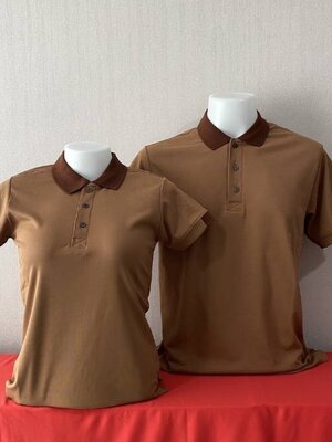 เสิ้อยืดปกโปโลสีน้ำตาล เสื้อโปโลแขนสั้น เสื้อฟอร์มพนักงาน พร้อมส่ง