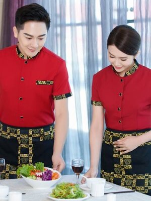 ชุดพนักงานต้อนรับ ชุดพนักงานร้านอาหารจีน โรงน้ำชากาแฟ ภัตตาคารจีน