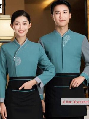 ชุดพนักงานร้านอาหารจีน โรงแรม รีสอร์ท ชุดพนักงานเสริฟ