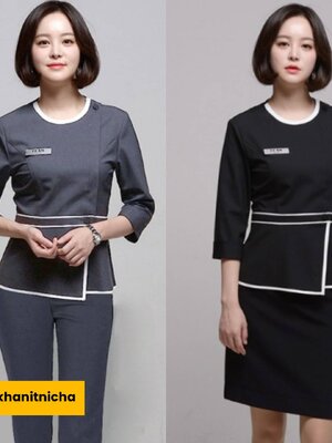 ชุดพนักขายเครื่องสำอาง ชุดพนักงานต้อนรับ ชุดคลินิกความงาม