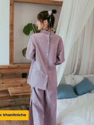 ชุดนวดลูกค้า ชุดนวดสปา สีม่วง สีฟ้า