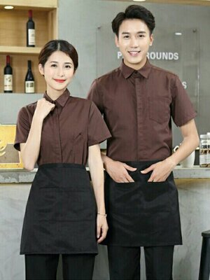 ชุดพนักงานเสริฟ พนักงานร้านกาแฟ ร้านอาหาร ชุดพนักงานต้อนรับ