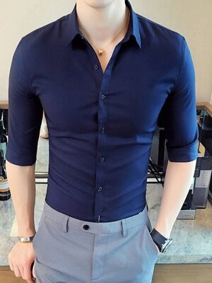 เสื้อเชิ้ตแขนสามส่วน ชุดพนักงานต้อนรับโรงแรม ชุดออฟฟิศ ชุดพนักงานคลินิกความงาม