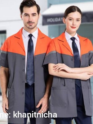 เสื้อคลุมช่าง เสื้อคลุมช่างกันฝุ่่น เสื้อช่างแขนสั้น ยูนิฟอร์มช่าง