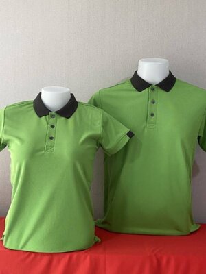 เสิ้อยืดปกโปโลสีเขียว เสื้อโปโลแขนสั้น เสื้อฟอร์มพนักงาน พร้อมส่ง