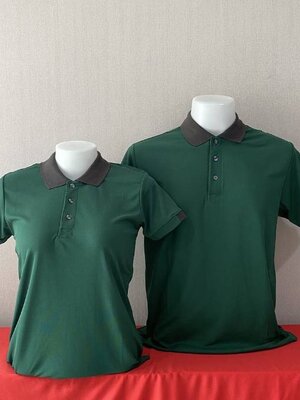 เสิ้อยืดโปโลสีเขียว เสื้อโปโลแขนสั้น เสื้อฟอร์มพนักงาน พร้อมส่ง