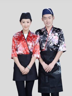 ชุดพนักงานร้านอาหารญี่ปุ่น เกาหลี ชุดพนักงานต้อนรับ ชุดพนักงานเสริฟ