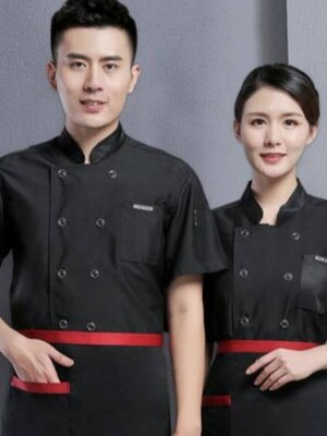 เสื้อเชฟสีดำ สีขาว เสื้อกุ๊ก เสื้อพ่อครัว แม่ครัว เสื้อพนักงานเสริฟอาหาร