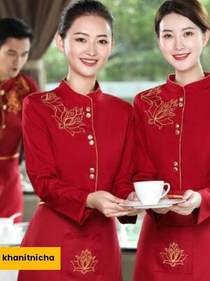 ชุดพนักงานร้านอาหารจีน ชุดพนักงานเสริฟ ชุดพนักงานบริการ