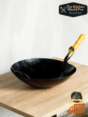 กระทะเหล็กแท้เผาสมบูรณ์ที่สุดเบอร์15 กว้าง 14 นิ้ว โดยช่างเผามืออาชีพ กะทะจีน กะทะเหล็ก มีหลายขนาดให้เลือก wok จัดส่งฟรี