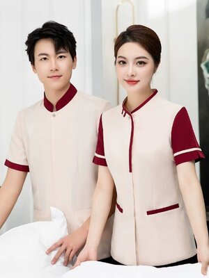 เสื้อแม่บ้าน เสื้อพนักงานทำความสะอาด ชุดแม่บ้าน เสื้อเบลบอย แขนสั้น