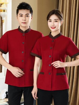 ชุดพนักงานทำความสะอาด เสื้อแม่บ้าน สีแดง สีฟ้า สีเขียว สีเบส สีเทา