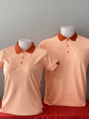 เสิ้อยืดปกโปโล เสื้อโปโลแขนสั้นสีส้ม เสื้อฟอร์มพนักงาน พร้อมส่ง