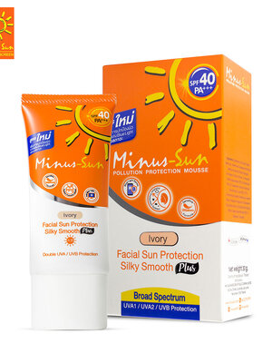 Minus-Sun SPF40 PA+++ Pollution Protection Mousse (Ivory) 30 g. สีเบจ แถม Minus Sachet 5 g 50 เท่า 2 ซอง (162860)