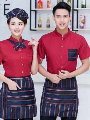 ชุดพนักงานเสริฟ ร้านอาหาร ร้านกาแฟ ชุดพนักงานต้อนรับ