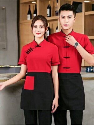 ชุดพนักงานต้อนรับ ร้านอาหารจีน ชุดพนักงานเสริฟ