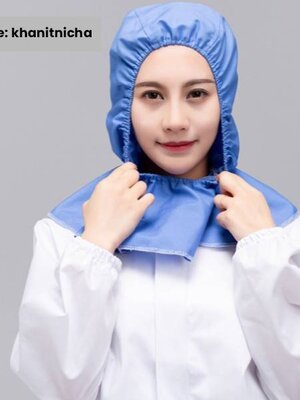 หมวกอนามัย คลุมไหล่ ป้องกันฝุ่น หมวกโรงงานผลิตอาหาร