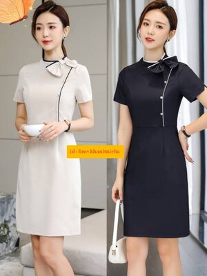 ชุดเดรส ชุดพนักงานต้อนรับ ชุดพนักงานออฟฟิศ ชุดพนักงานขายเครื่องสำอางค์