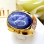แหวนพลอยไพลิน ยี่หร่า หรือ "นิหล่า" Blue Sapphire เม็ดใหญ่ เจียรนัยแบบหลังเบี้ย มีสีสันที่นุ่มนวลชวนมอง และให้ความรู้สึกเย็นตาเย็นใจ
