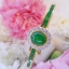 กำไลข้อมือหยกแท้เม็ดใหญ่ สีสวย ประดับด้วยมรกต น้ำงามสลับเพชรแท้ ดีไซน์สุดหรู เพชรแท้ น้ำ98 ทองแท้ 22K ทั้งตัวเรือน