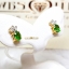 ต่างหูพลอยTsavorite สีสวยสด ประดับเพชรแท้ทรงบราเร็ต ทรงทันสมัย