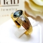 แหวนพลอยไพลิน Blue Sapphire สีอมเขียว ประดับตกแต่งด้วยเพชรแท้เจียรเหลี่ยมแบเก็ต และบากลายทางที่ขอบข้าง