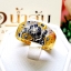 แหวนพลอยไพลิน Blue Sapphire ทรงดอกไม้ลายไทย บนตัวเรือนทองแท้ทั้งตัวเรือน