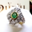 แหวนพลอยซาร์โวไรท์ Tsavorite สีสวยสด ประดับตกแต่งด้วยเพชรแท้เป็นลวดลายศิลปะสมัย Art Nouveau บนตัวเรือนทองแท้ทั้งตัวเรือน