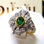แหวนพลอยซาร์โวไรท์ Tsavorite สีสวยสด ประดับตกแต่งด้วยเพชรแท้เป็นลวดลายศิลปะสมัย Art Nouveau บนตัวเรือนทองแท้ทั้งตัวเรือน