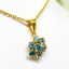 จี้พลอยเพทาย Blue Zircon เจียรเหลี่ยมเพชร ทรงดอกไม้ชิ้นเล็กน่ารัก งามเกินห้ามใจ ไม่ให้หลงใหล บนตัวเรือนทองแท้ทั้งตัวเรือน