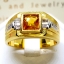 แหวนบุษราคัมน้ำงาม Yellow Sapphire ประดับฝังตกแต่งด้วยเพชรแท้ บนตัวเรือนทองแท้ทั้งตัวเรือน